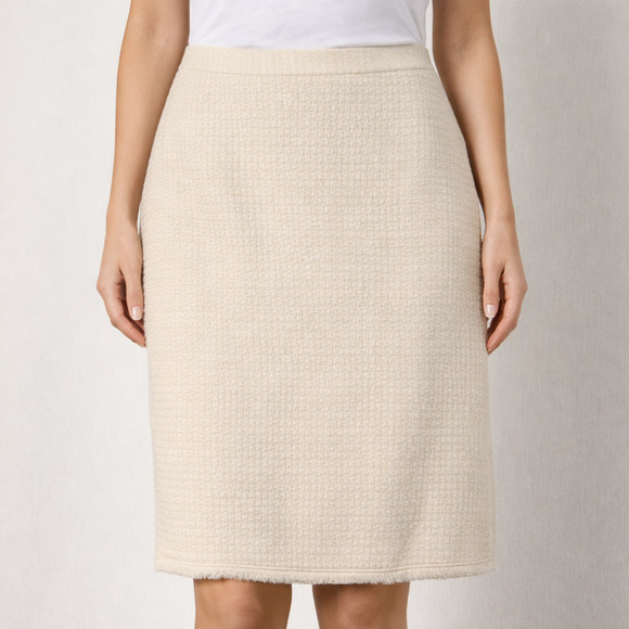 Banana Republic Dresses & Skirts - Banana Republic Ivory Cream Textured Gauze Underlay Pencil Straight Knee Wool 6